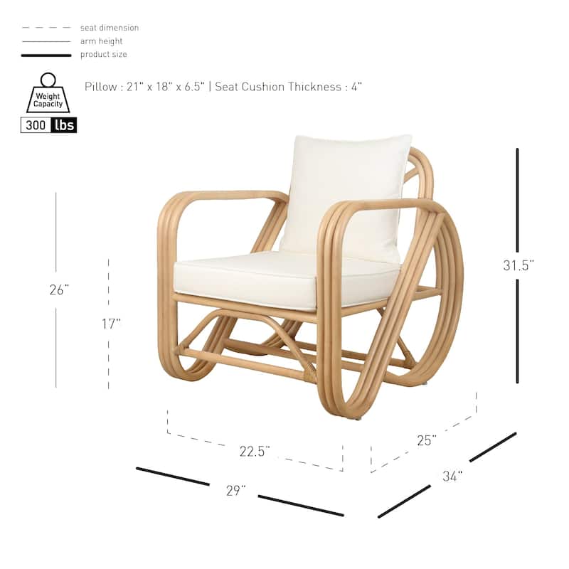 NPD Furniture Aimara Mid-Century Rattan Upholstered Armchair
