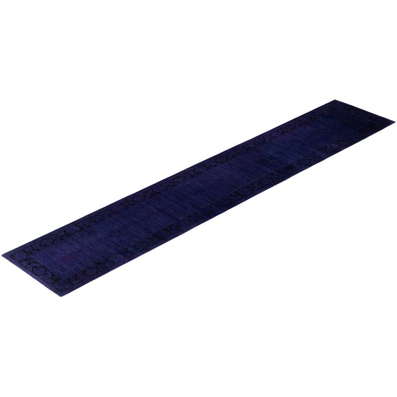 Overdyed One-of-a-Kind Hand-Knotted Area Rug - Purple - 2' 6" x 14' 1"