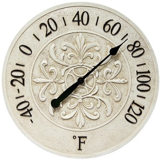 Blanc Fleur Outdoor Decorative Round 15 inch Wall Thermometer by Infinity Instruments - 15 x 1.38 x 15
