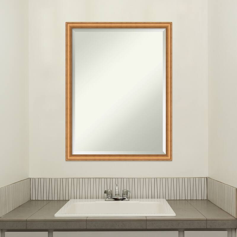 Salon Scoop Beveled Wood Framed Bathroom Vanity Wall Mirror