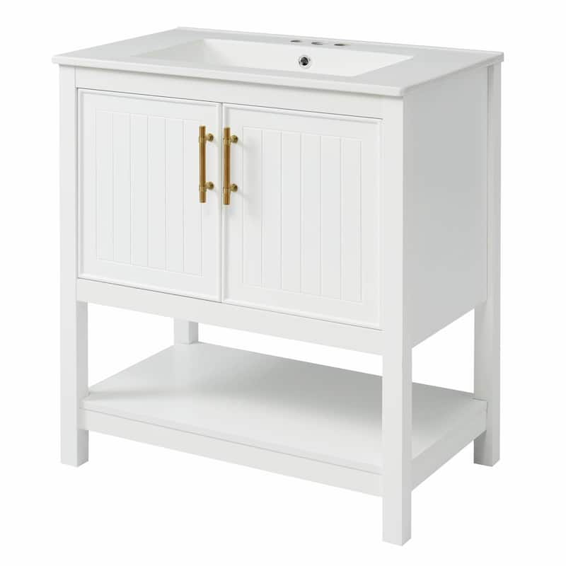 30-Inch Bathroom Vanity with Ceramic Sink and Versatile Storage