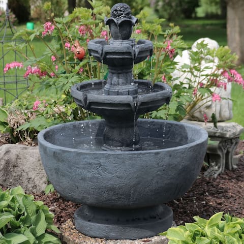 3-Tier Budding Fruition Outdoor Water Fountain Backyard Feature - 34"