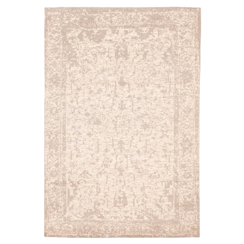ECARPETGALLERY Hand-knotted Elysian Ivory Wool Rug - 6'0 x 8'11