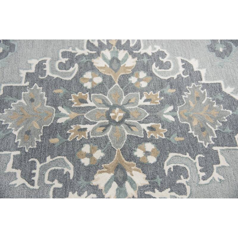 Alora Decor Cascade Floral Medallion Hand-Tufted Wool Area Rug
