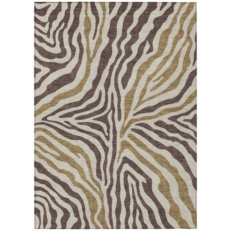 Machine Washable Indoor/ Outdoor Modern Prints Chantille Rug