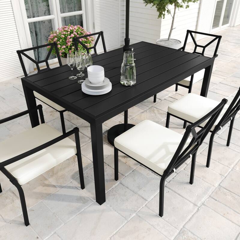 Martha Stewart 60" All-Weather Steel Frame Outdoor Patio Table - 35.25"W x 60.25"D x 30"H