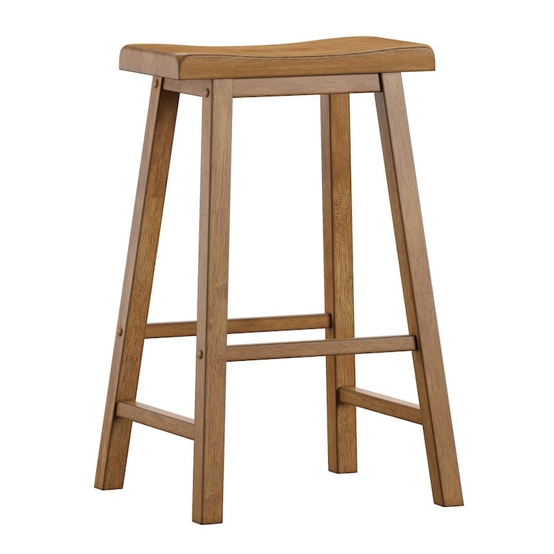 Salvador II Saddle Seat Backless Bar Stools (Set of 2) by iNSPIRE Q Classic - Oak