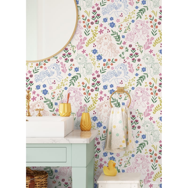 RoomMates My Little Pony Retro Floral Cream Peel and Stick Wallpaper