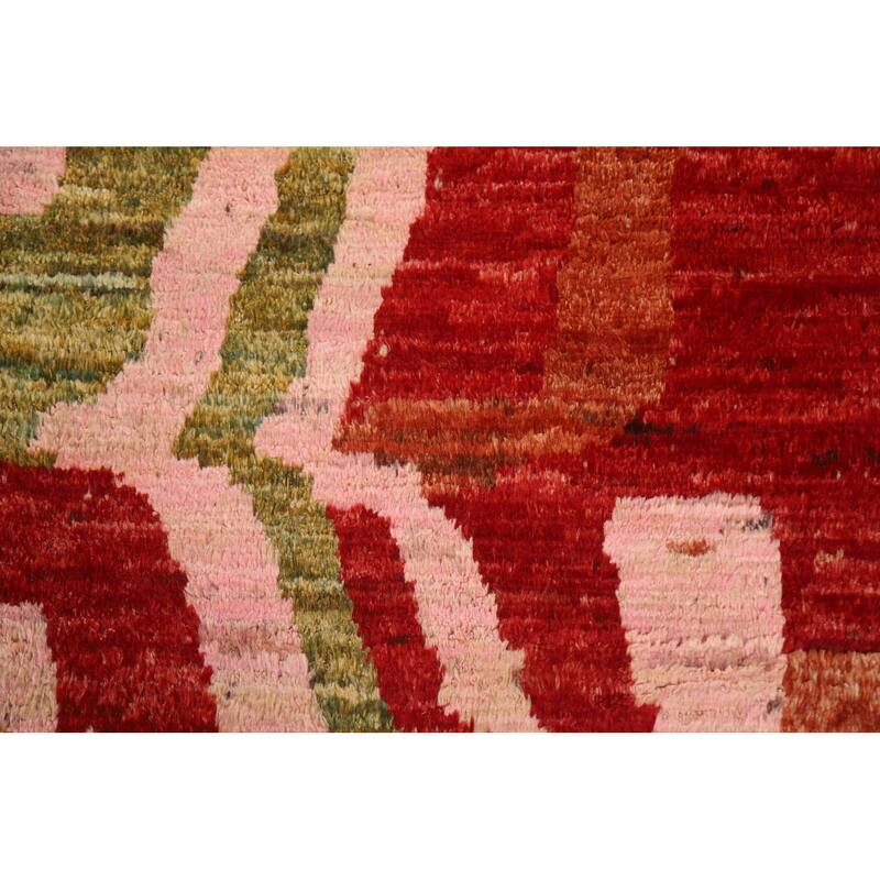 Hand Knotted Oriental 100% Wool Carpet Modern Abstract Multi-Colored Moroccan Area Rug - 8' 3'' X 5' 3''