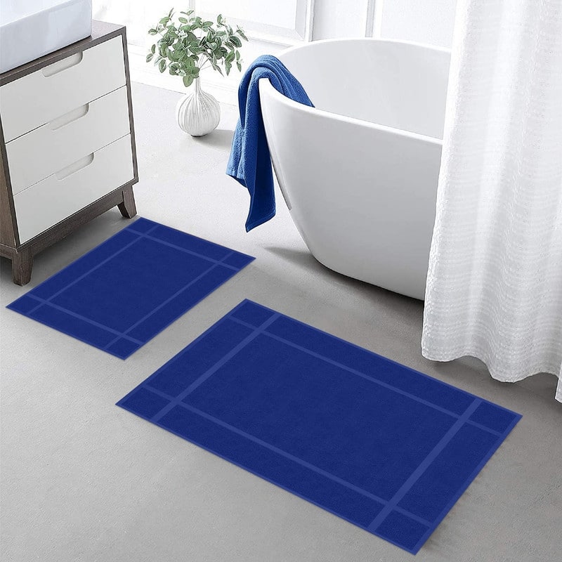 Bath Mat 1350GSM Pure Cotton Thick Soft Absorbent by Ample Decor - Navy