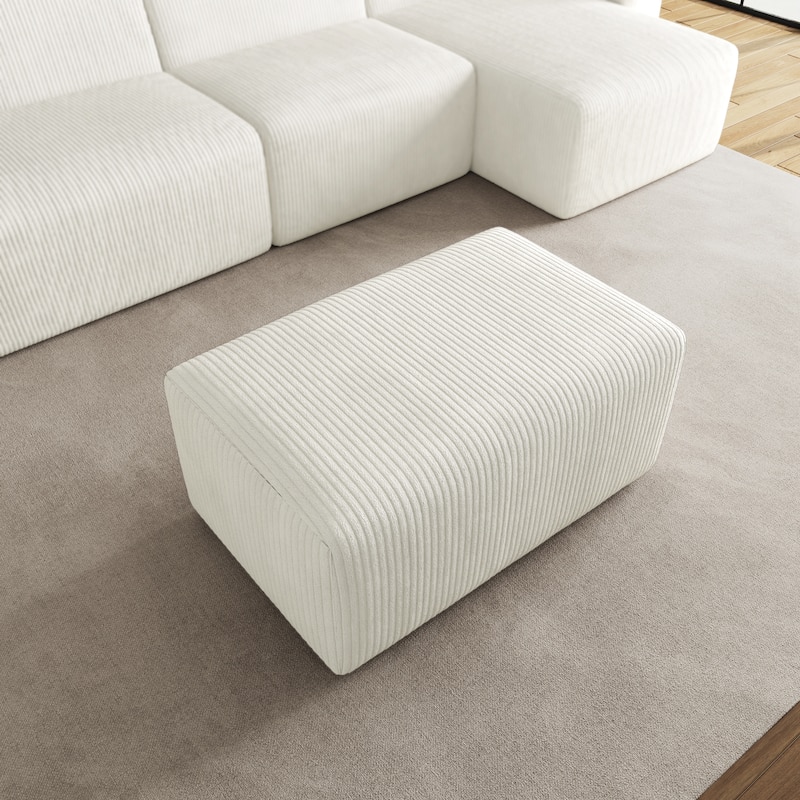 Modern 35" W Rectangular Corduroy Fully Sponge Molded Ottoman