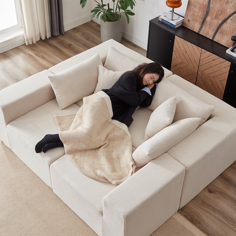 104" Corduroy Upholstered Modular L-shaped Sectional Sofa