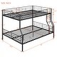 preview thumbnail 6 of 28, Full XL Over Queen Bunk Bed, Streamlined Iron Frame Platform Bed with Gridded Guardrails, Ladder, Split into 2 Individual Beds