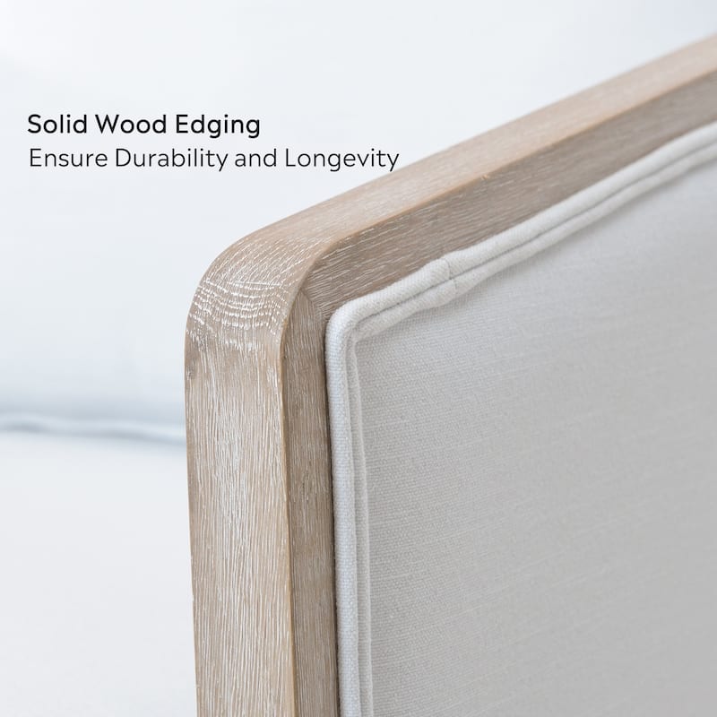 KINWELL 31"W Oak Frame Upholstered Swivel Barrel Armchair