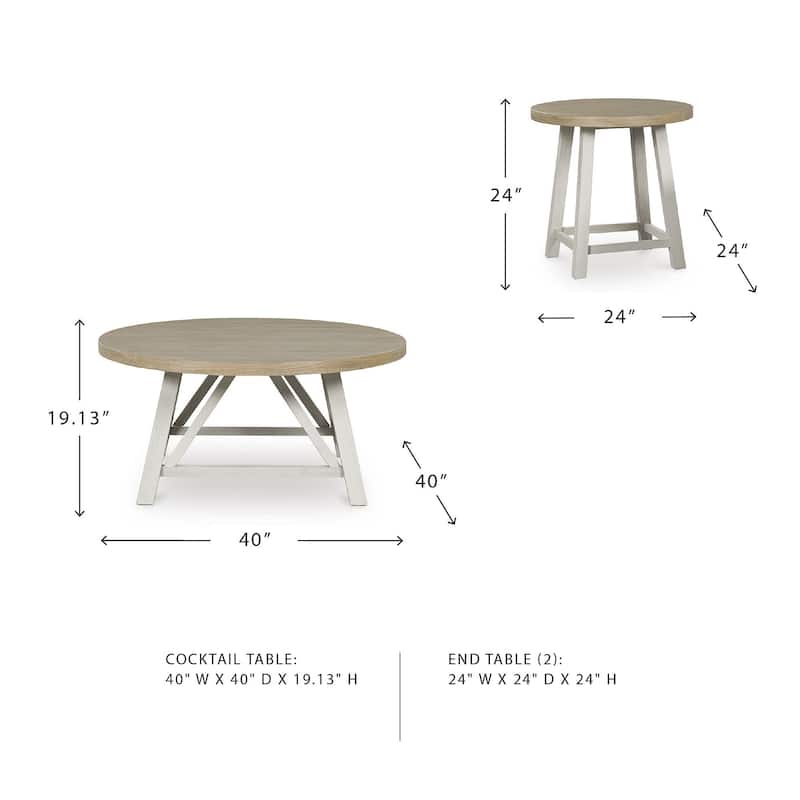 Signature Design by Ashley Fawndell Antique White/Brown Table (Set of 3) - 40" W x 40" D x 19.13" H