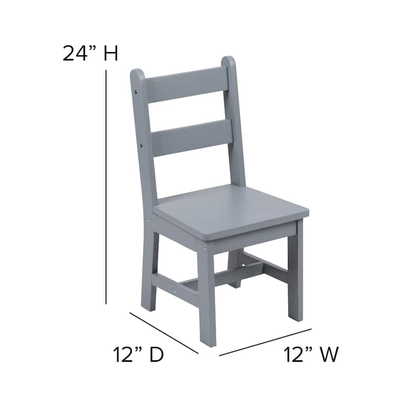 Kids 3 Piece Solid Hardwood Table and Chair Set for Playroom, Kitchen
