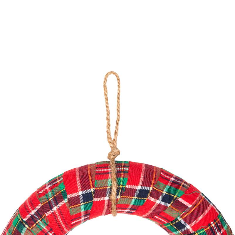 Frosted Trees and Pinecone Plaid Artificial Christmas Wreath - 13.5" - Unlit
