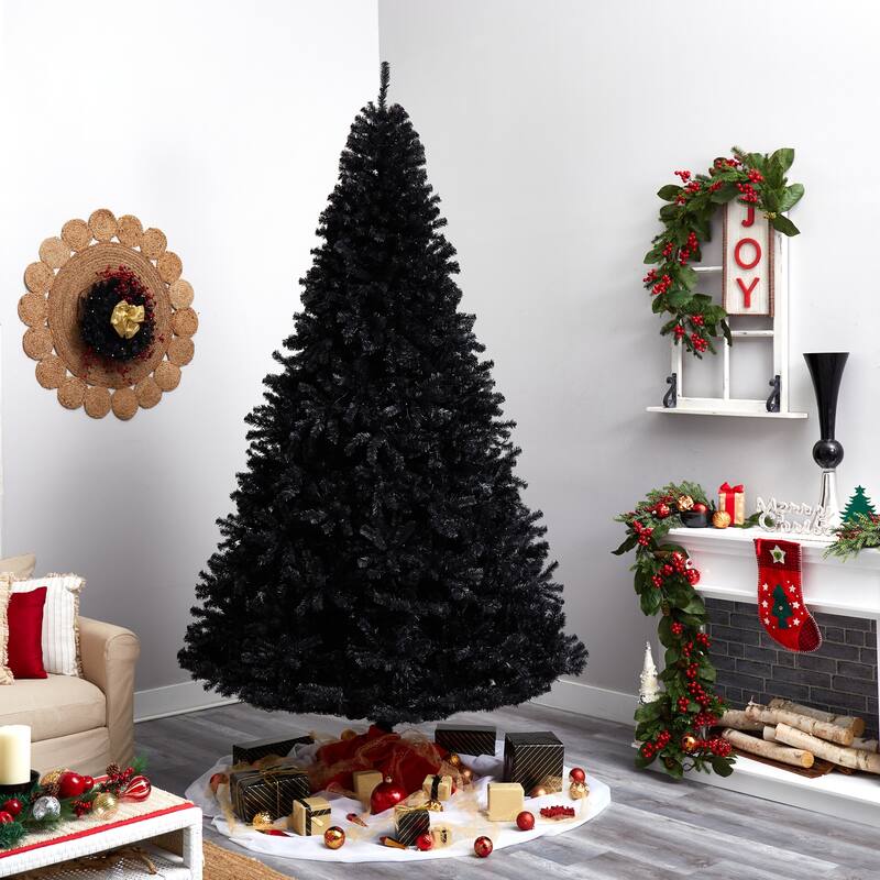 10ft Black Artificial Christmas Tree with Lights - Holiday Decor, Festive Display, Indoor Tree, Premium Quality - 120