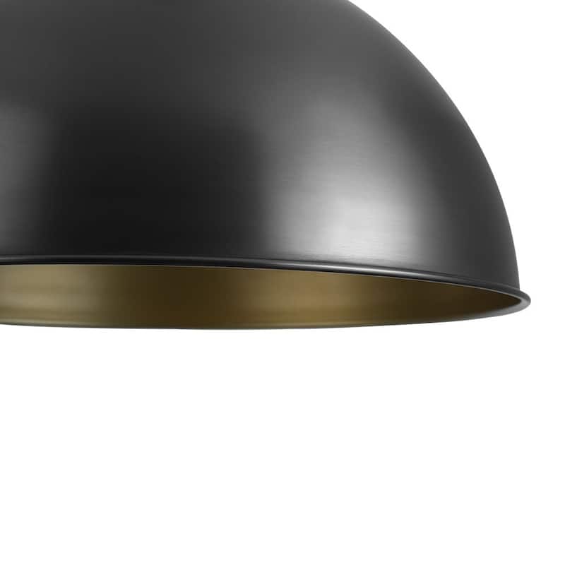 Retro Scandinavian Black Oversized Metal Dome Pendant Light