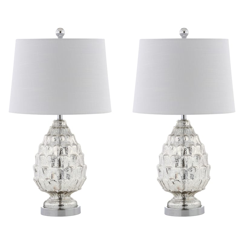 Darren 25.5" Glass LED Table Lamp, Mercury Silver (Set of 2) by JONATHAN Y