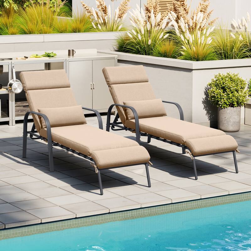 Outdoor Recliner Adjustable Chaise Lounge Chair with Cushion & Pillow