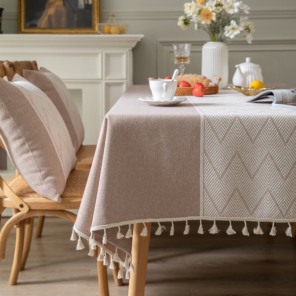 Enova Home High Quality Rectangle Cotton and Linen Tablecloth with