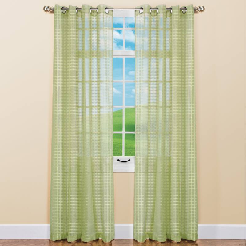 Montauk Woven Check Sheer Grommet Top Curtain Panel - Spring - 53"x84" - 84 Inches