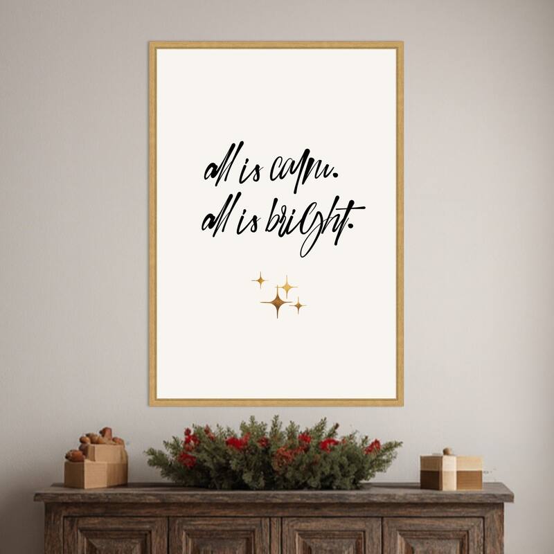 All Is Bright by Eins Kubistika (23 x 33 in.), Framed Canvas Wall Art Print - Sylvie Bright Gold