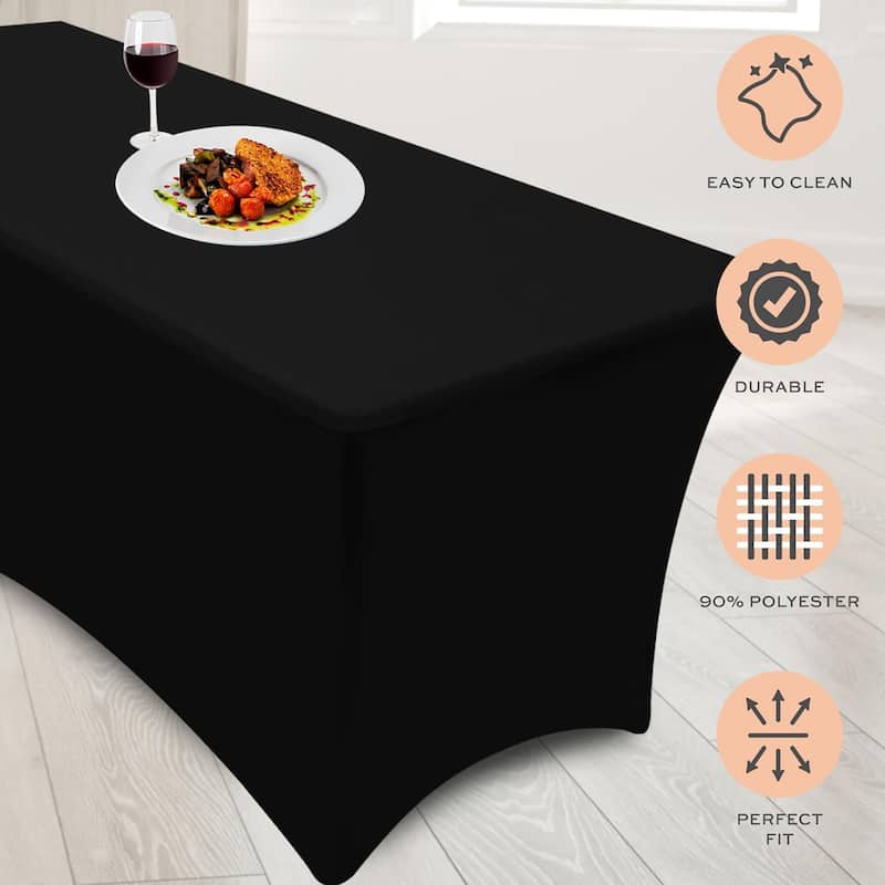 Stretch Spandex Table Covers, 2 Pack Fitted Tablecloths for Rectangle Tables
