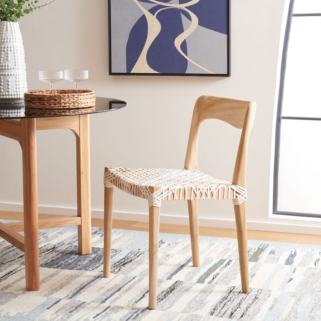 SAFAVIEH Cleta Leather 31" Dining Chair - 21" W x 18" D x 31" H - 20Wx18Dx31H
