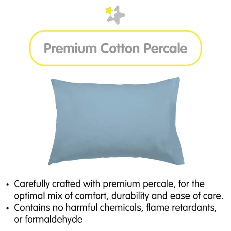 BreathableBaby Cotton Percale Pillowcase, For 13" x 18"/33 x 46 cm Toddler Pillow, Solids (2-Pack)