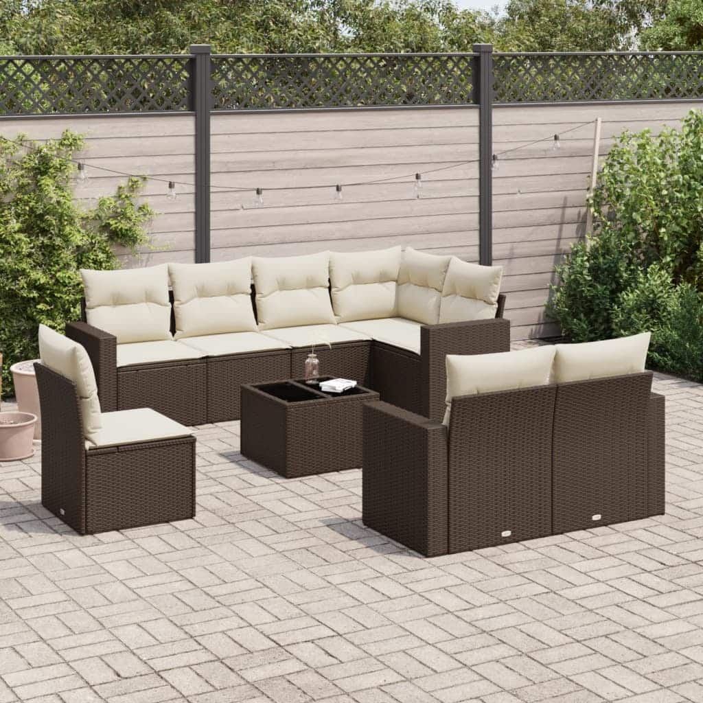 vidaXL Garden Sofa Set Brown - 21.7 x 21.7 x 14.6