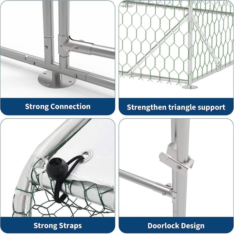 Metal Chicken Coop, Chicken Runs for Yard with Cover for Outdoor Farm Yard