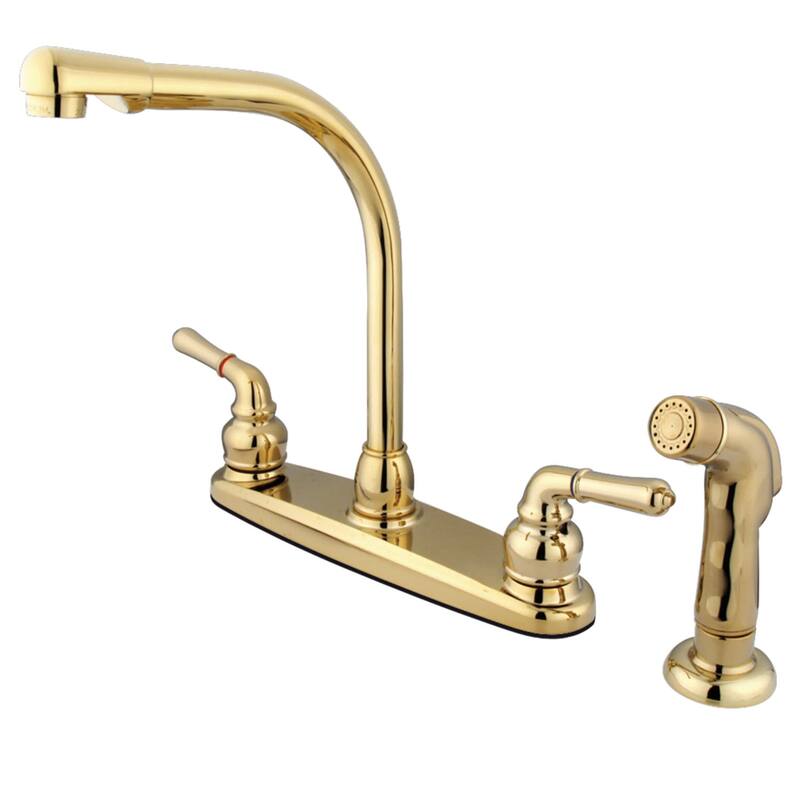 Kingston Brass Magellan Centerset Kitchen Faucet with Metal Lever - Polished Brass