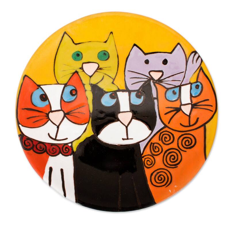 Ceramic decorative plate, 'Cat Fancy'