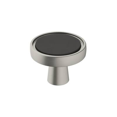 Mergence 1-3/8 in (35 mm) Diameter Matte Black/Satin Nickel Cabinet Knob - 1.375