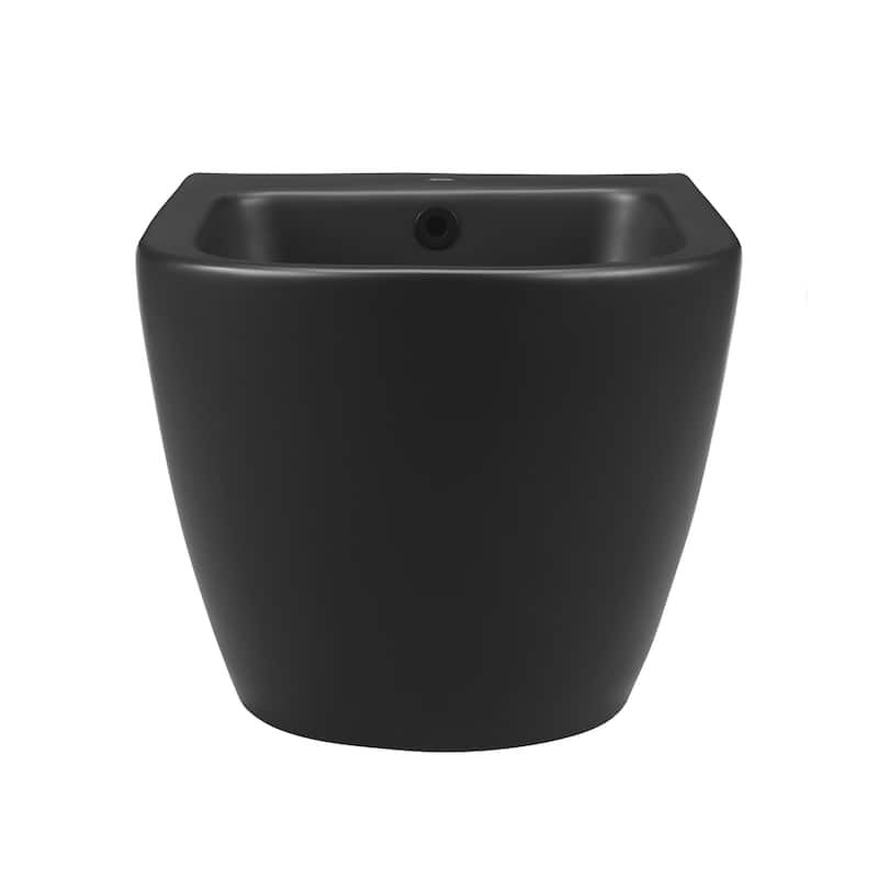 Angers Wall Hung Bidet In Matte Black - 21.65" x 14.55" 13" - 21.65" x 14.55" 13" - Black