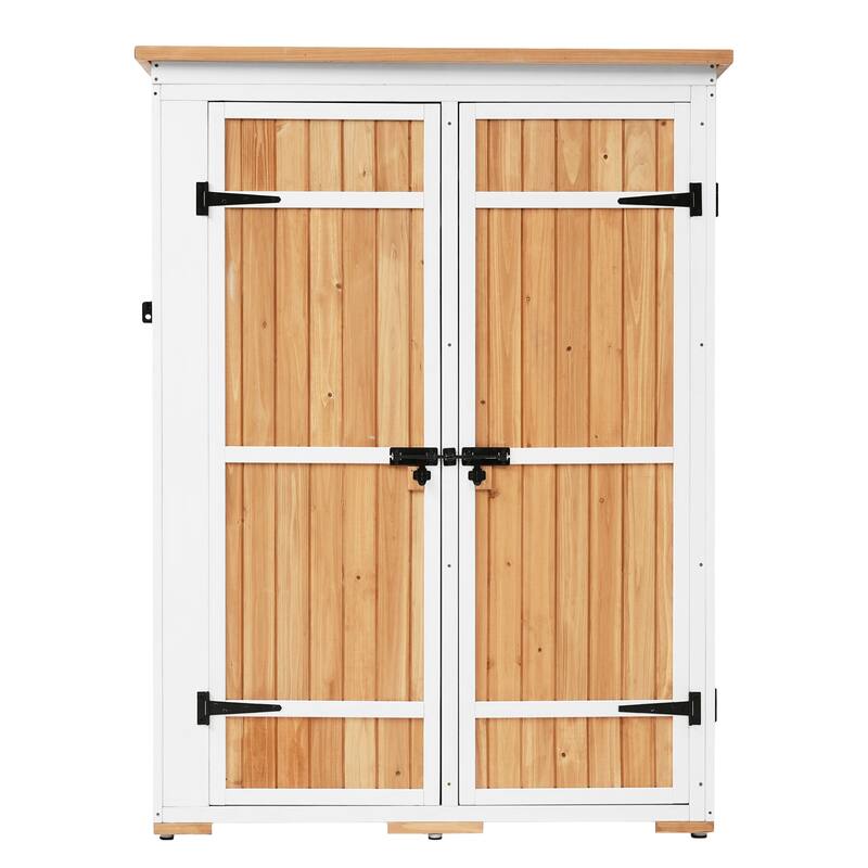Roomfitters 5.5ft Outdoor Wood Storage Shed with Waterproof Roof and Multiple Shelves
