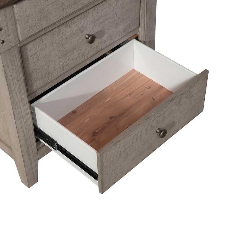 Liberty Furniture Ivy Hollow Mantle Bed, Dresser & Mirror, Chest, Night Stand - King, Queen