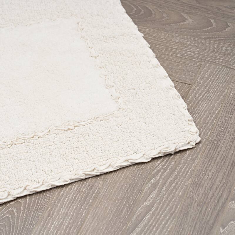 Laura Ashley Ruffle Border Pure Cotton Bath Rugs