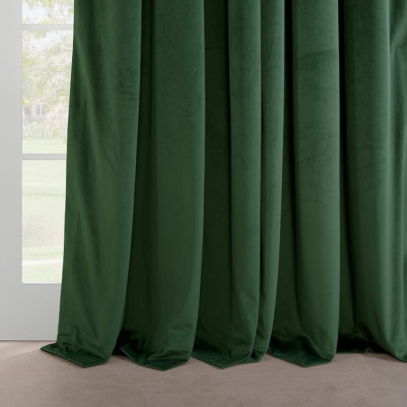 Exclusive Fabrics French Pleat Heritage Plush Velvet Room Darkening Curtains For Bedroom & Living Room Curtains (1 Panel)