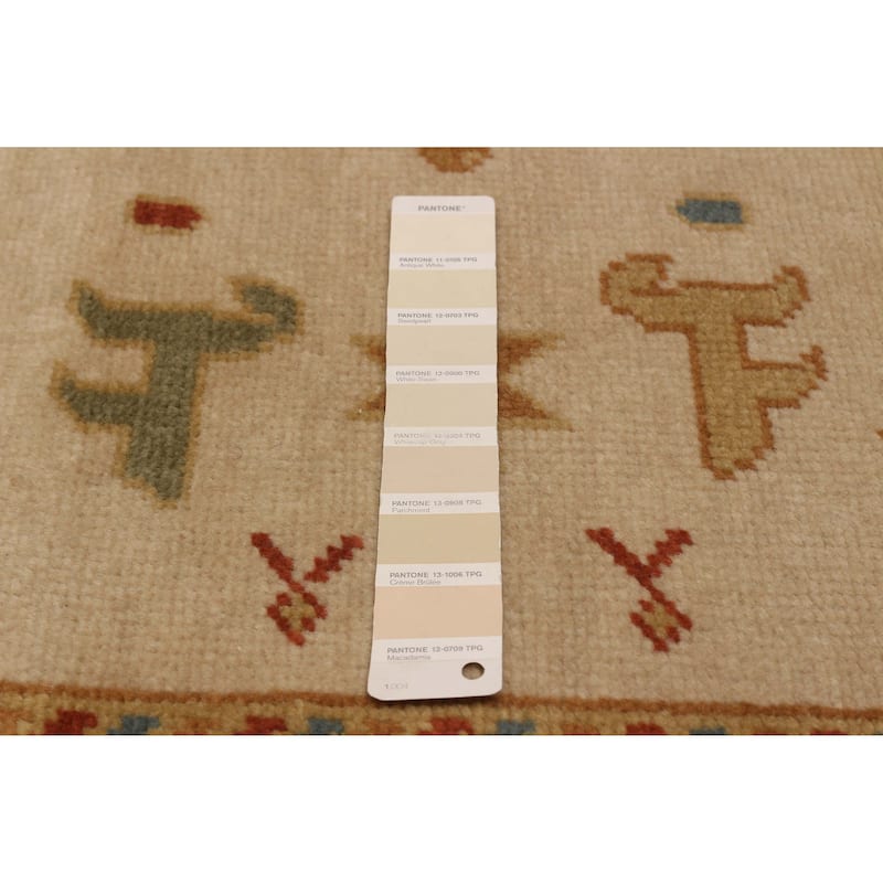 ECARPETGALLERY Hand-knotted Oushak Ivory Wool Rug - 8'8 x 13'5