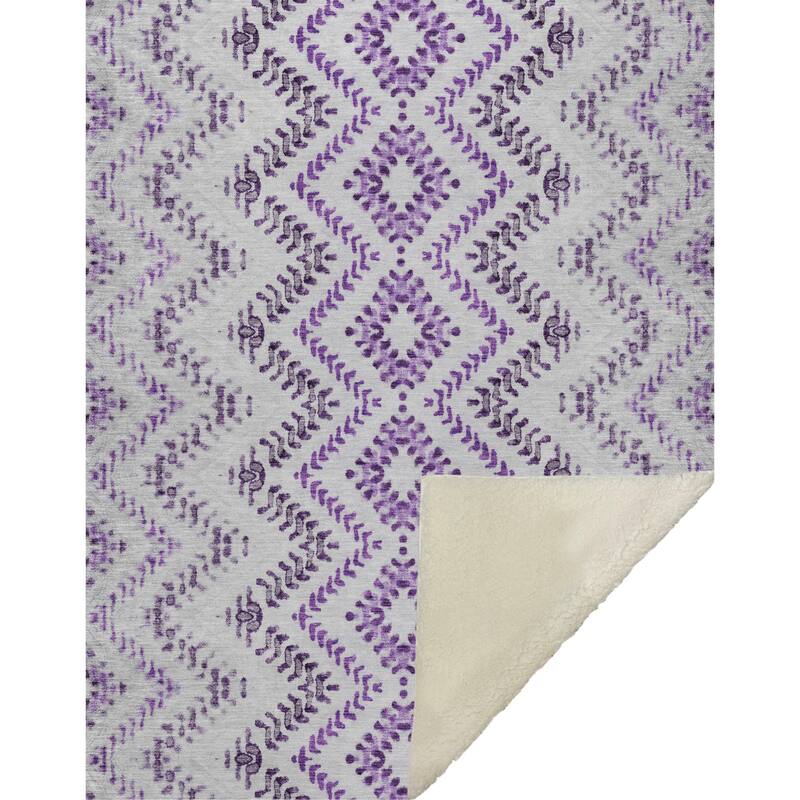 Premium Machine Washable Boho Global Sherpa Throw Blanket