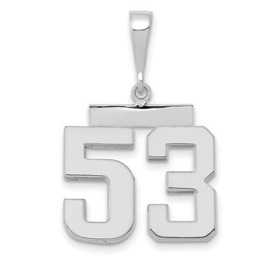 14k White Gold Medium Polished Number 53 Charm Pendant