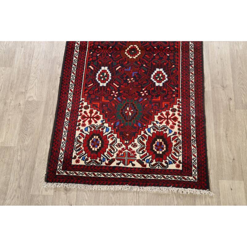 Geometric Balouch Persian Staircase Runner Rug Handmade Wool Carpet - 3'3" x 6'7"