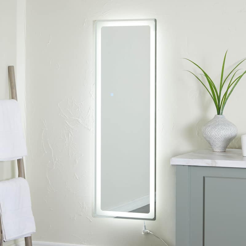 Illuminated Large Led Bathroom Wall Mirror with Mirror Defogger - 59" x 20" - 59" x 20"