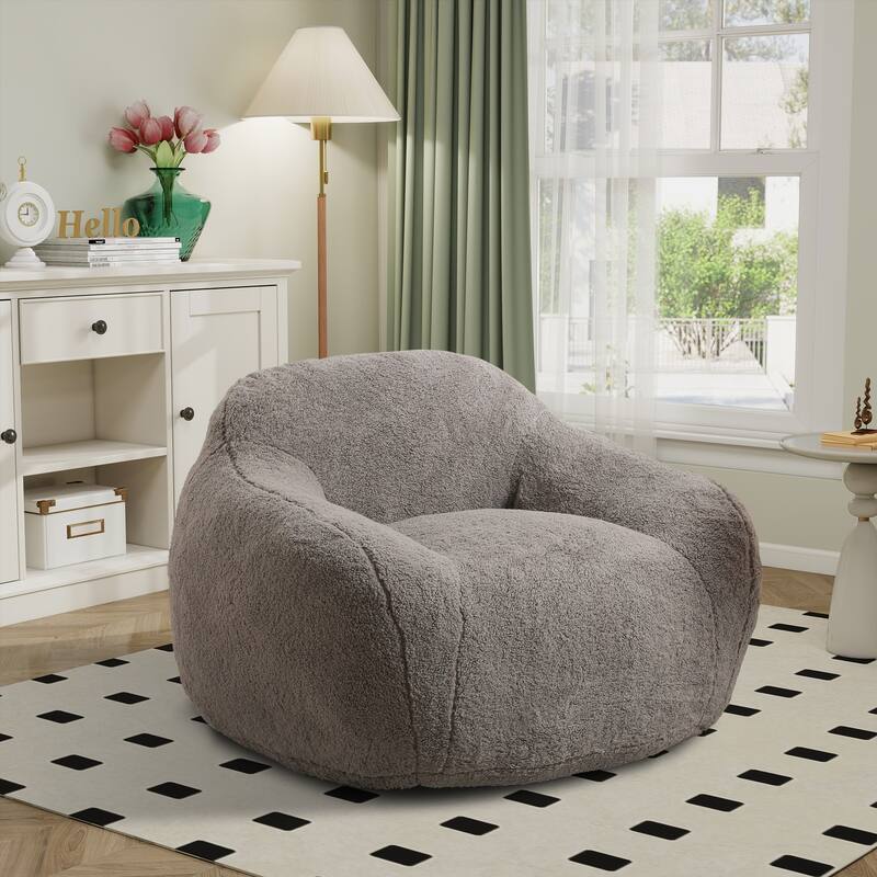 Teddy Bean Bag Chairs,Lazy Sofa Bean Bag Chairs with Armrest - Light Gray