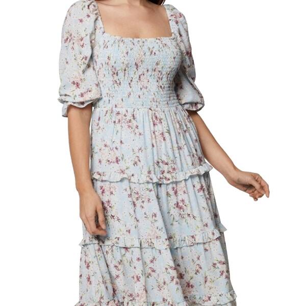 Bcbgeneration Women's Smocked Ruffled Midi Dress Blue Size 4 - Bed Bath &  Beyond - 40631598