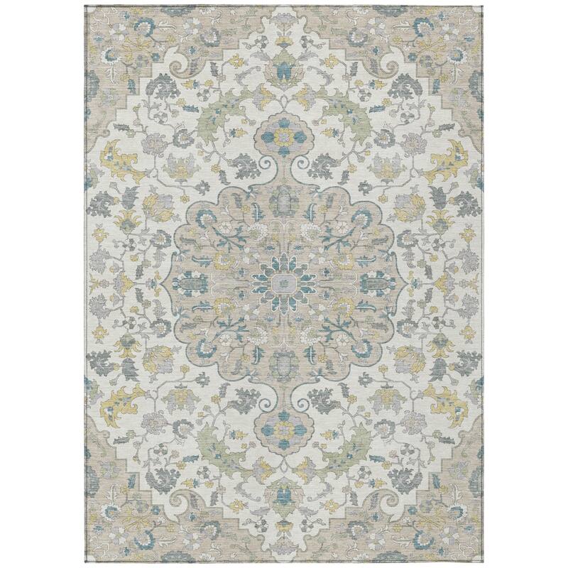 Machine Washable Indoor/ Outdoor Traditional Indore Chantille Rug