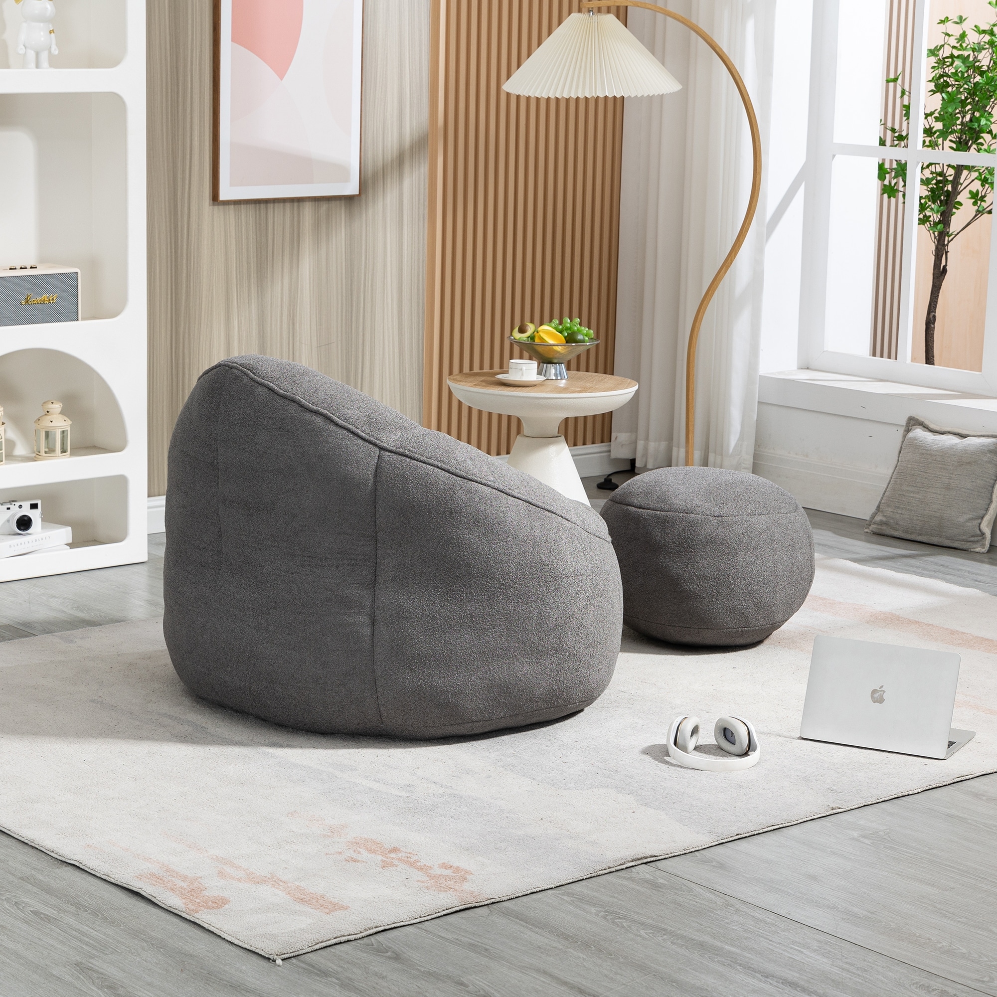 Bean Bag Sofa Chair High Pressure Foam Bean Bag Chair with Ottomans